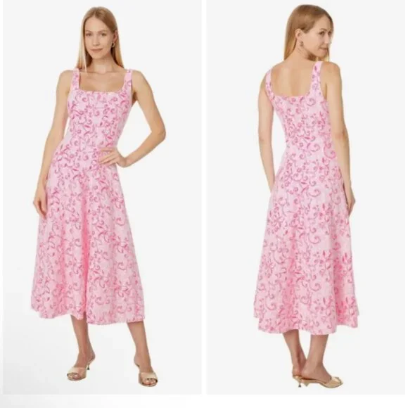 🦩 NWT Lilly Pulitzer Pink Calina Linen Midi Dress 14 🦩 - Picture 9 of 9